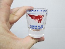 Vintage Halliburton Oil Well Cementing Company For Snake Bite Only Shot Glass picture