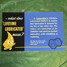 Vintage CAT Poster Sign NOS - Lifetime Lubricated Rollers - Parts Counter picture