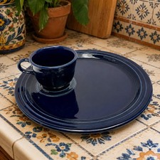 Homer Laughlin Fiesta Cobalt Blue Snack Set Welled Plate and Coffee Cup  picture