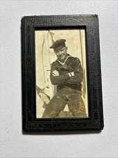 Vintage 1935 US Navy Sailor Photo - Taken Aboard Ship - Handwritten Note Back picture