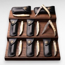Lot of 8 — Handmade Damascus Steel Texas Toothpick Pocket Knife | Leather Sheath picture