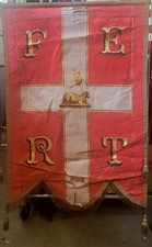 RARE Vintage ANTIQUE KNIGHTS TEMPLAR MASONIC  Silk Banner Hand PAINTED  picture
