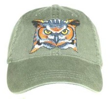 Great Horned Owl Embroidered Cotton Cap NEW picture