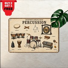 Orchestral Percussion Instruments Chart Infographic Retro Metal Tin Sign picture