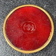 Vintage Gucci Red Enamel Interlocking G Gold Tone Folding Vanity Mirror 3in picture