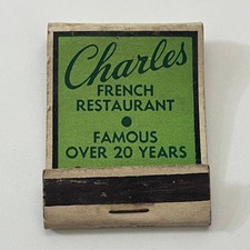 Charles French Restaurant Sixth Avenue NY Vintage Matchbook Cover TB8-MB-10 picture