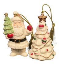 Vtg Lenox Ornaments Very Merry Santa Christmas Tree Porcelain W/ Original Boxes picture