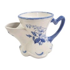 Vintage Blakeney Victoria Ironstone Shaving Mug Blue White Flowers Staffordshire picture