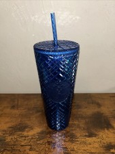 Starbucks Limited Edition Blue Iridescent Tumbler 24oz Cold Cup Lid Straw NEW picture