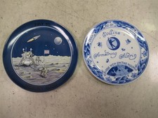 1969 Royal Delft Apollo 11 Commemorative Plate & First Men on the Moon Plate picture