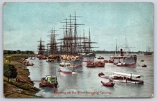 Antique India Postcard KOLKATA Calcutta Hooghly River Ships 1910 picture
