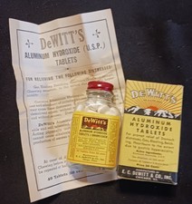 VTG 1950s DeWitt's Aluminum Hydroxide Bottle Box Insert Antique Apothecary Prop picture