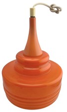Vintage 1970s Holmegaard Tiered Pendant Shade Dark Orange Glass 11” Denmark picture