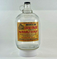 RARE Vintage/Antique Lucky Tiger Mfg.Co. One-Gallon Glass Hair & Scalp Tonic Jug picture