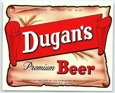 Vintage Dugan's Premium Beer One Quart Label, Worcester, Mas picture