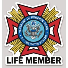 2 Inch Non Reflective VFW LIFE MEMBER Veterans Of Foreign Wars Sticker picture