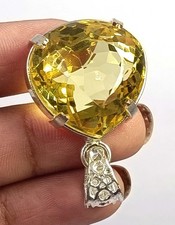 55 Ct Natural Yellow Sapphire Pendant Pear Shape 925 Silver Chain IGL Gems 6LHE picture