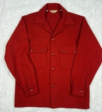 Vtg Boy Scouts of America Official Jac-Shirt Red Wool Shacket Men's Size 40 BSA  picture