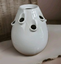 1998 Marja van Meeren White Delft Nine Hole Flower Frog Vase • Netherlands 9