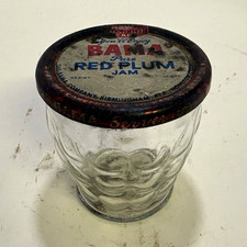Vintage Bama Pure Red Plum Jam 10 Oz Glass Jar With Original Lid picture