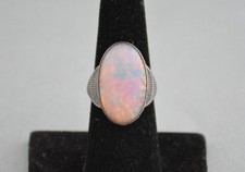 Vintage Fred Harvey  - Navajo Sterling Silver Ring -  Imitation Opal - Size 7 picture