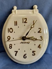 Vintage Johnny Toilet Seat Clock Novelty Ceramic Non-Running picture