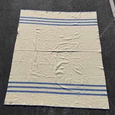 Mac Ausland's Vintage Woolen Mills Point Blanket 100 % Virgin Wool HUGE Blue picture