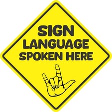 StickerTalk Sign Language Spoken Here Vinyl Magnet, 5x5 inches picture