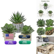 Briful 3 Pack Faux Succulent Plants Vintage Cement Pots Rustic Mini Plant Set picture