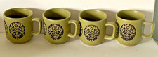 Vintage 70s MCM Glazed Stacking Mugs Set of 4 Avacado Groovy Retro Raised Design picture