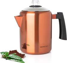 8-Cup Stainless Steel Stovetop Coffee Percolator Cool-Touch Handle Copper picture