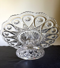 Antique Vintage Fostoria Louise Clear Glass Cake Stand 11.5