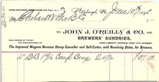 1898 John J. O'Reilly & Co. Brewers' Sundries Billhead picture