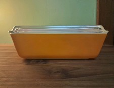 Pyrex 503 Citrus Orange Refrigerator Dish & Glass Lid Vintage picture