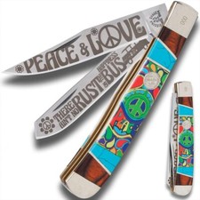 Kissing Crane Peace and Love Trapper Pocket Knife | Closed Length 4
