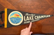 Vintage Lake Champlain Ferry Crossings Souvenir Felt Pennant 18” picture