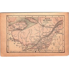 Antique 1889 Map of Quebec 1889 Pocket Map Engraving SAG4-H3 picture