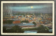 Business Section of Lynchburg Virginia VA by Night Vintage Postcard 1921 picture