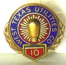 ⚡️ WEST TEXAS UTILITIES Co. advertising 1/10 10K employee service award  tie pin picture