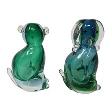 Vintage Drioli Murano Glass Cat Dog Decanter Pair Ferro Lazzarini picture
