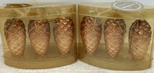 6 Martha Stewart Everyday MSE Pinecone Glass Ornaments Copper Tone Gold Glitter picture