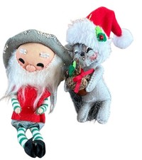 Annalee Vintage Christmas Mouse And Little Elf Man Green Red READ picture