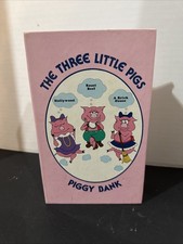 Vintage Three Little Pigs Book Coin Piggy Bank Bright Crest LTD picture