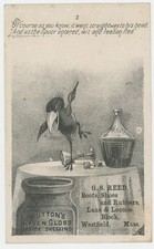 Buttons Raven Gloss Drunk Crow G S Reed Westfield Ma 1880's Trade Card picture
