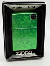 Vintage 2012 Green Iced Clover Shamrock Irish Zippo Lighter NEW B4 picture