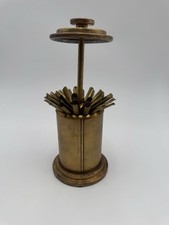 Vintage MCM Brass Pop Up Cigarette Dispenser hold 25 Cigarettes Works Great picture