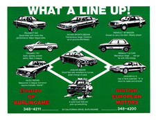PRINT AD 1981 Isuzu of Burlingame What A Line Up 80's Dealership Jaguar XJ-S picture