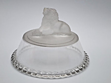 Gillinder & Sons Frosted Glass Lion - Compote LID ONLY - Inner Rim ca 5 1/2