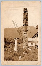 K49/ Ketchikan Alaska RPPC Postcard c1935 Saxman Totem Pole 470 picture