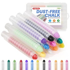 Dustless Chalk for Kids, 12 Pcs Non-Toxic Washable Sidewalk Chalk Pens, Vibra... picture